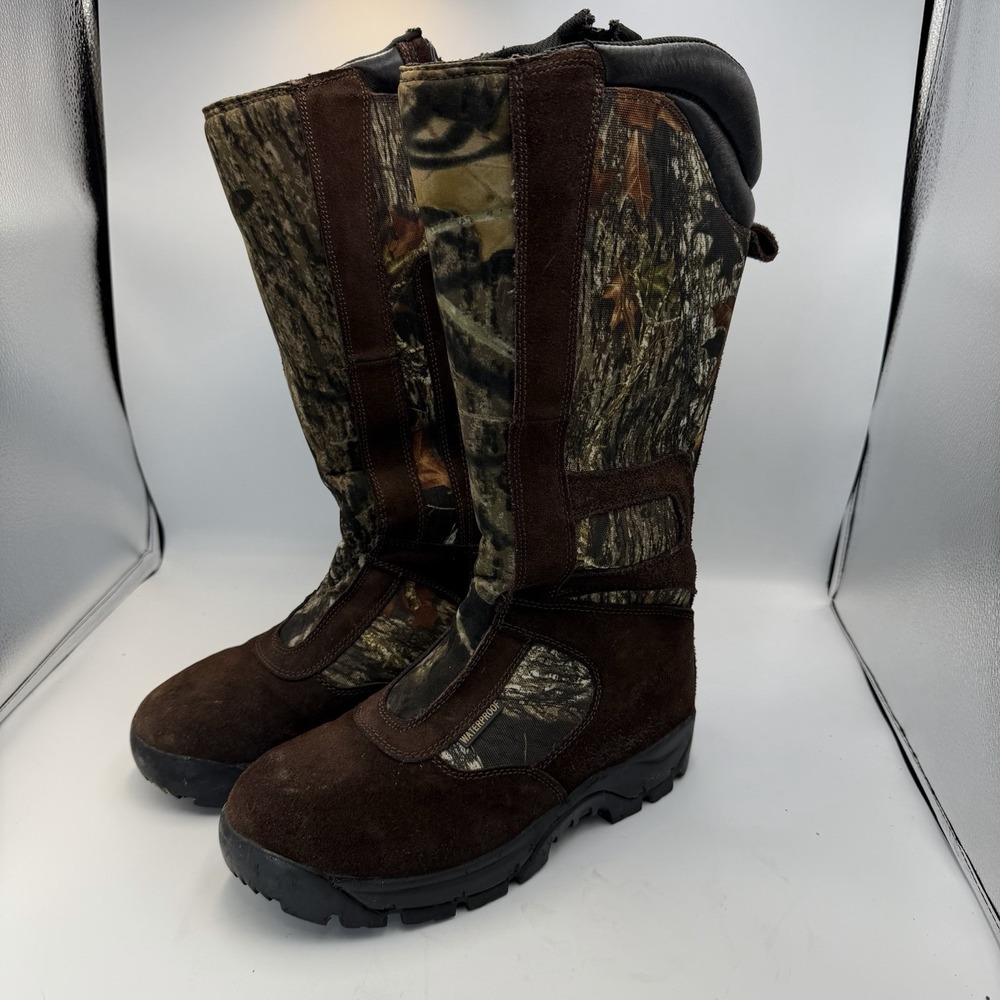 GUIDE GEAR COTTONMOUTH II Waterproof Snake Hunting Mossy Oak Zip Boots Size 8.5
